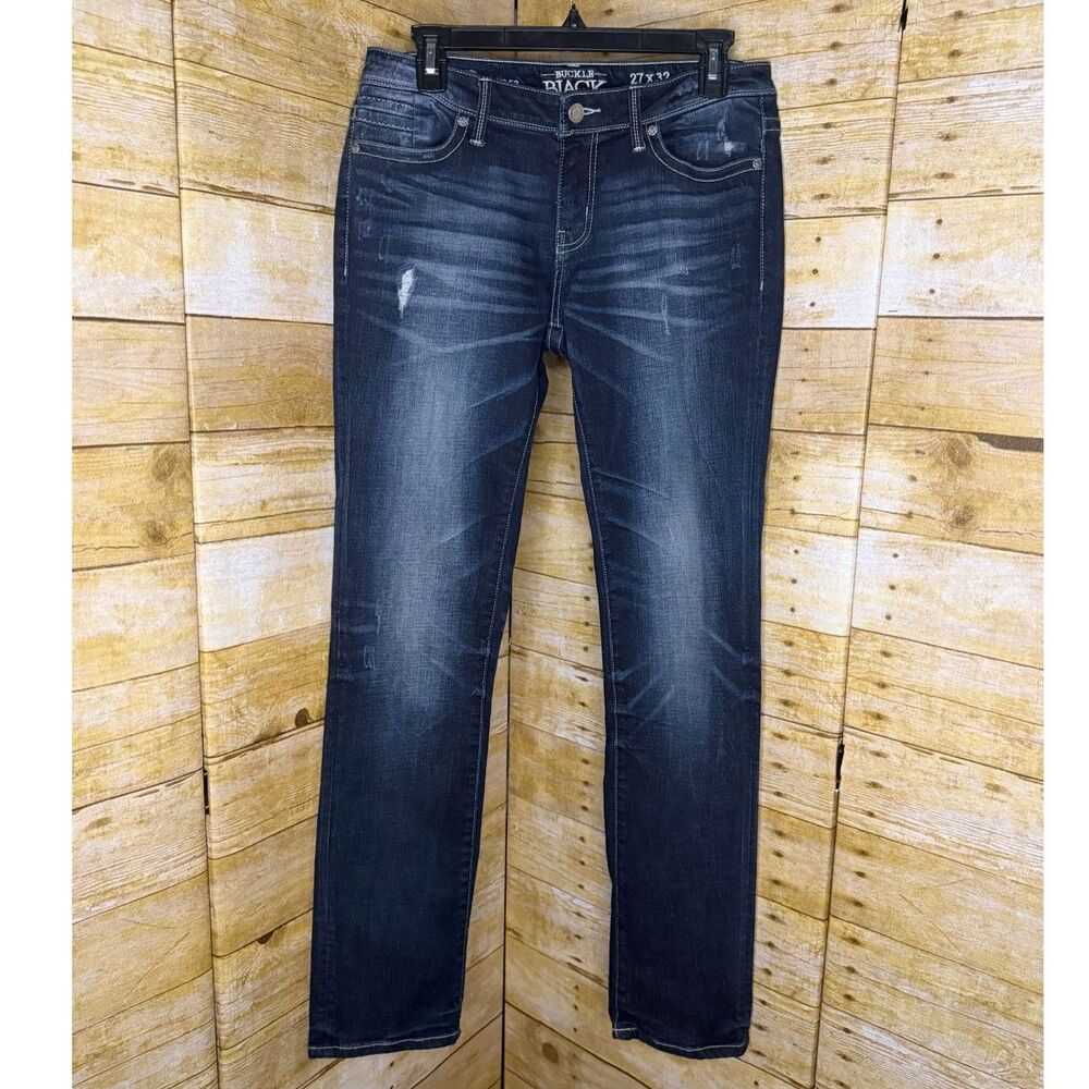 BUCKLE BLACK SADDLE STITCH WESTERN FESTIVAL CONCERT PREMIUM MID RISE DENIM